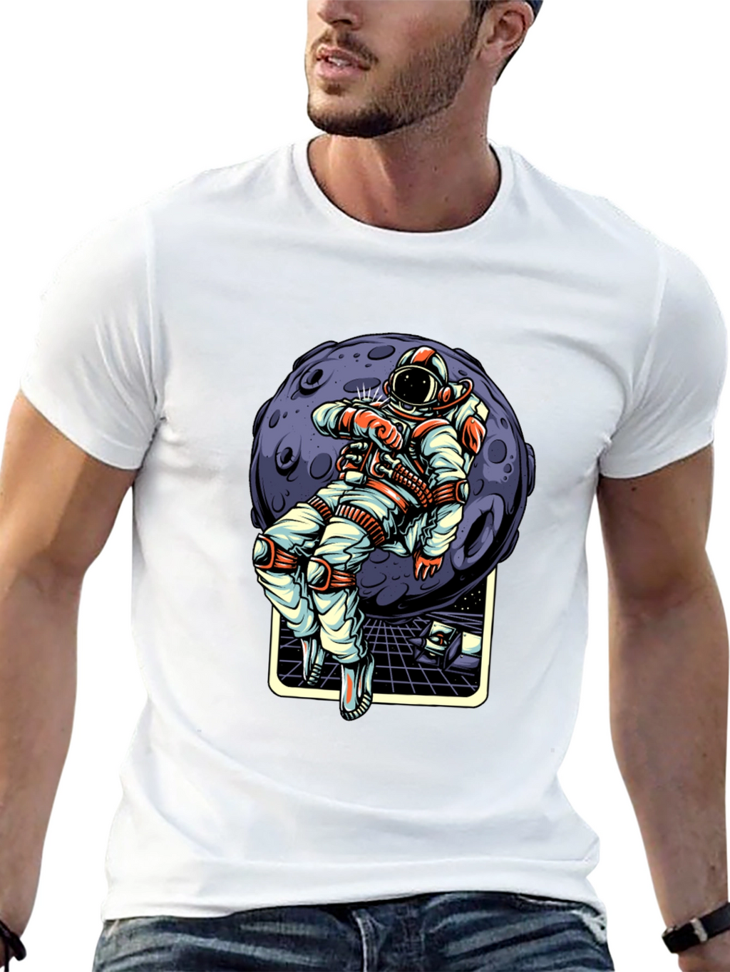 Astronaut Moon Graphic T-Shirt - Stylish Space Tee
