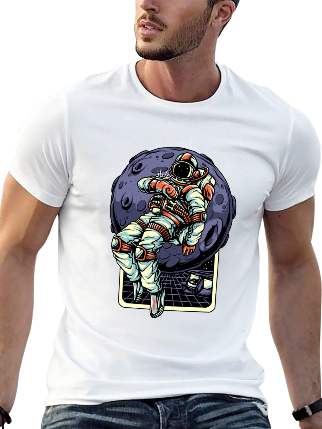 Astronaut Moon Graphic T-Shirt - Stylish Space Tee