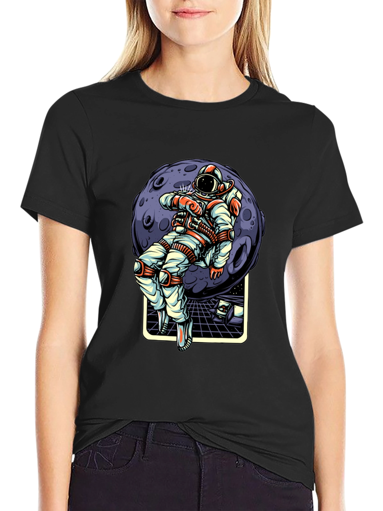 Astronaut Moon Graphic T-Shirt - Stylish Space Tee