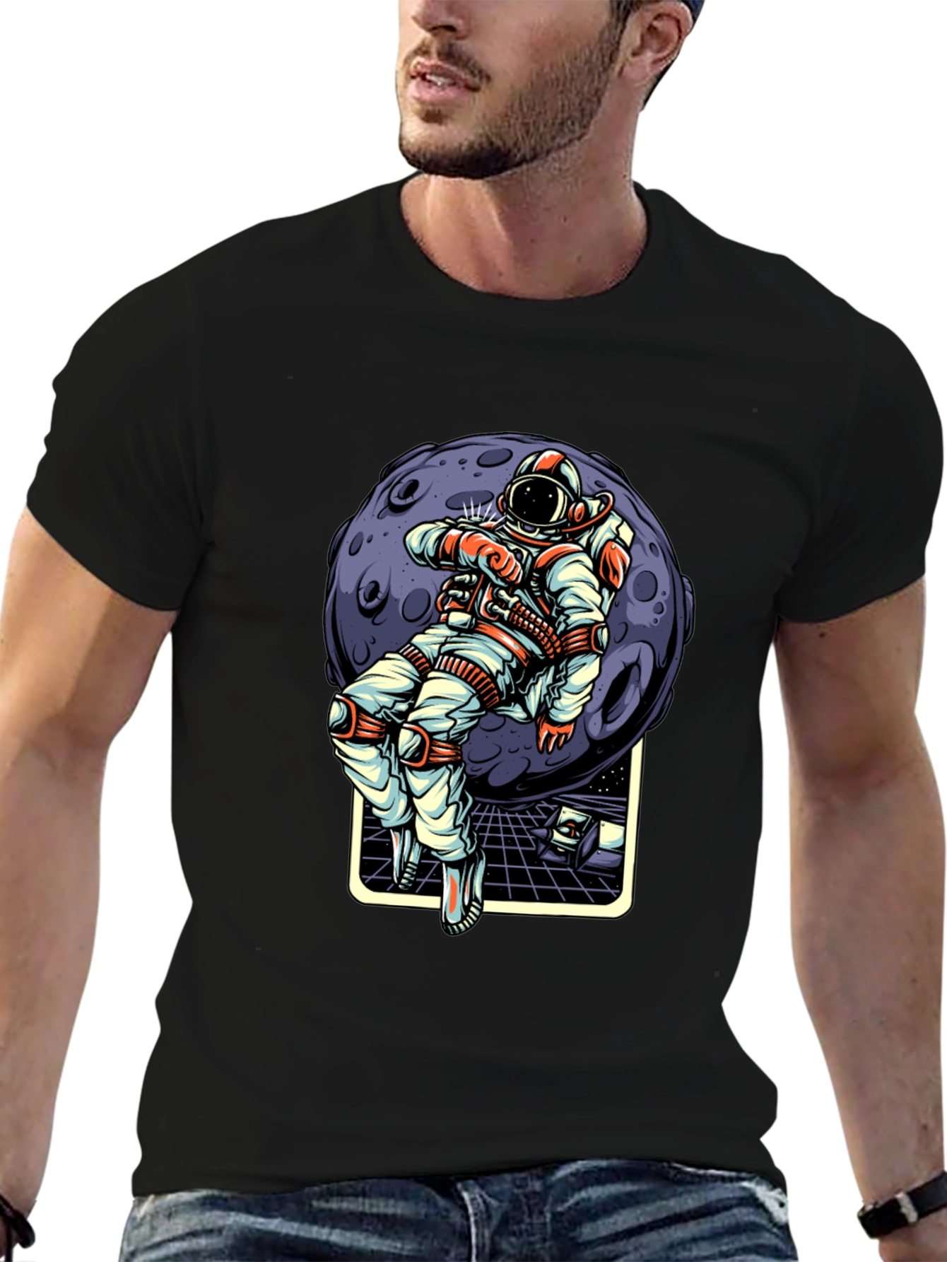 Astronaut Moon Graphic T-Shirt - Stylish Space Tee