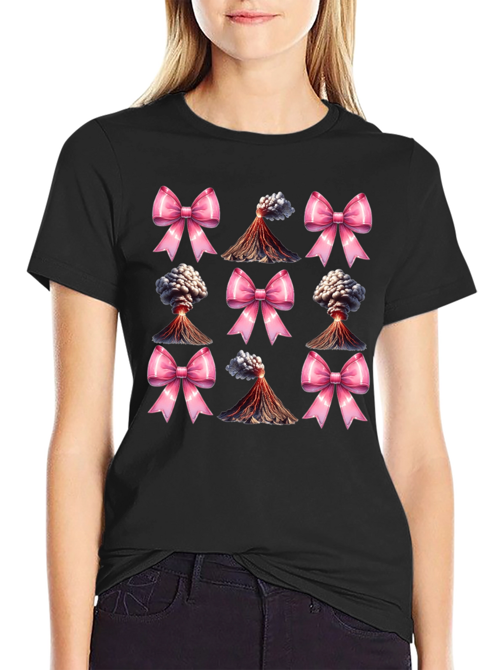 Volcano & Bows Black T-Shirt
