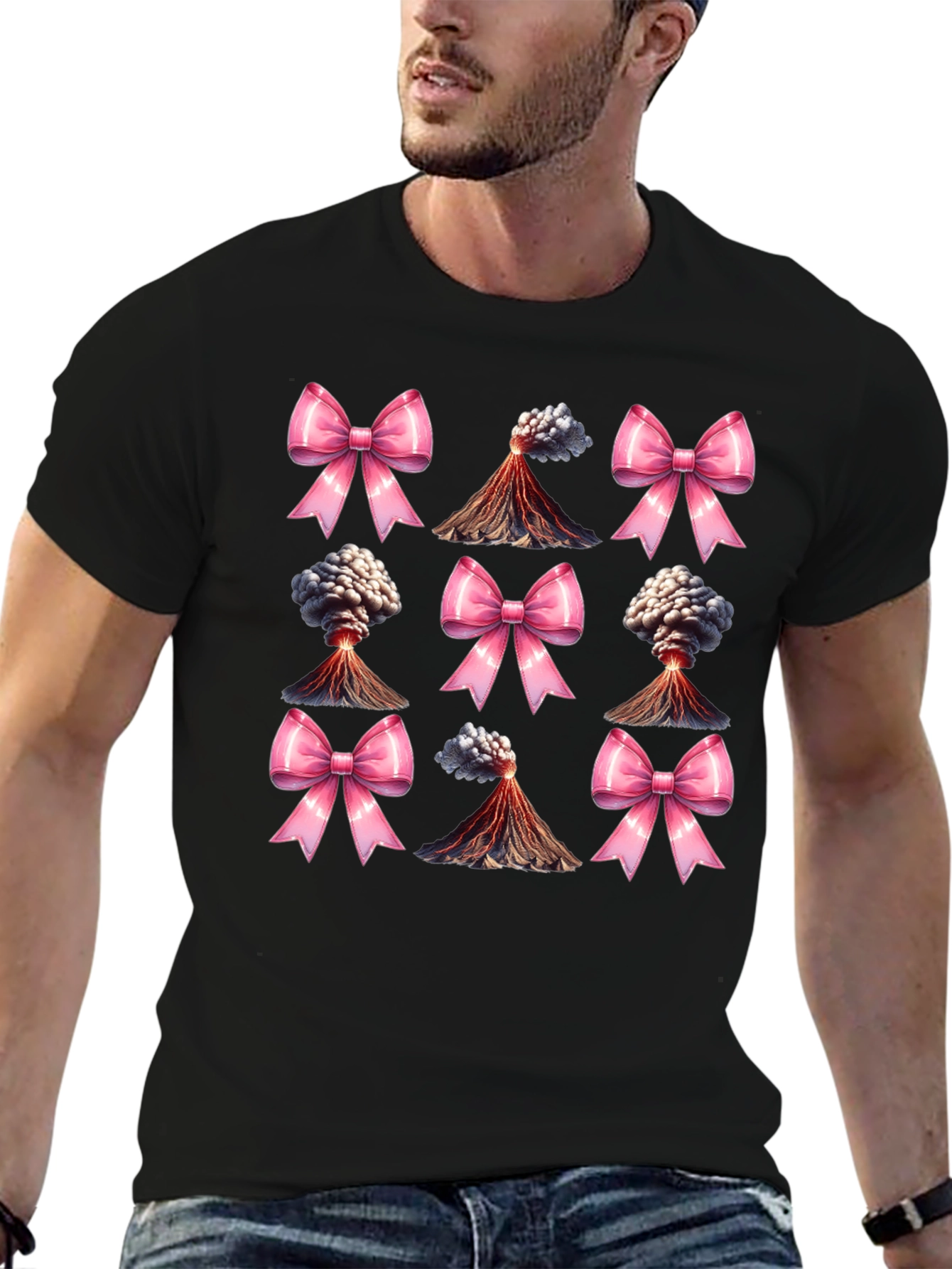 Volcano & Bows Black T-Shirt