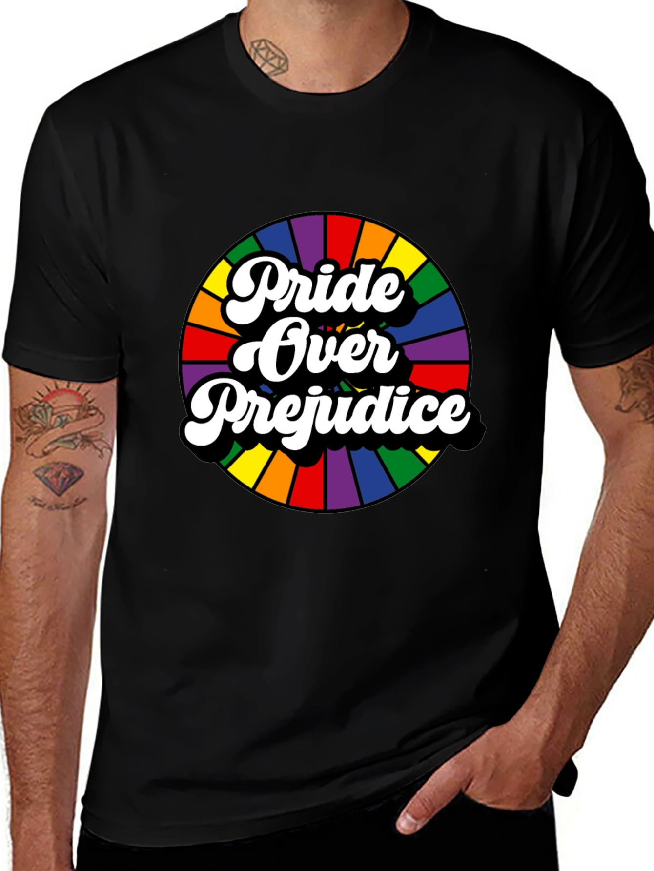 Pride Over Prejudice Graphic Tee - Black