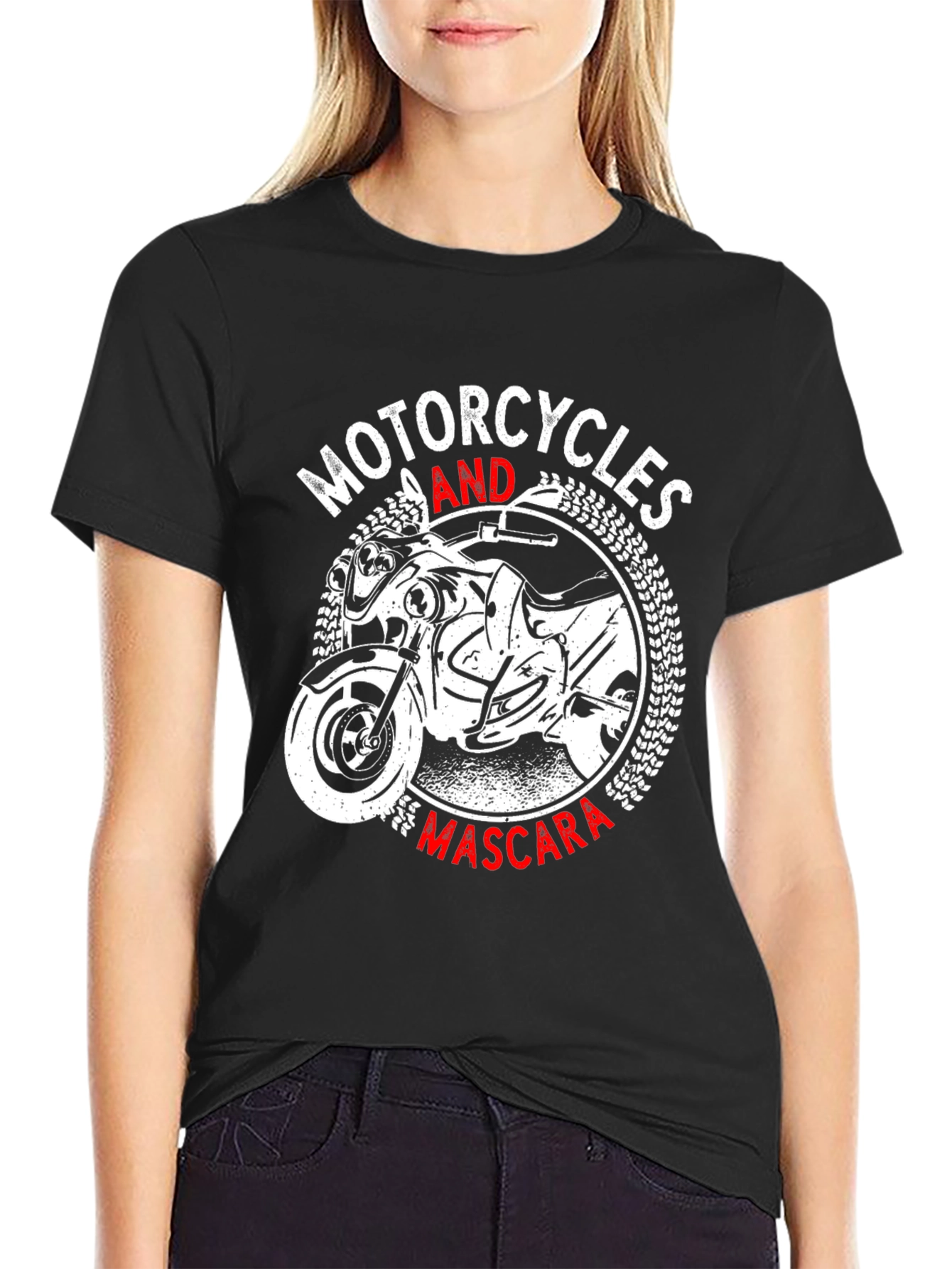 Motorcycles and Mascara Graphic T-Shirt
