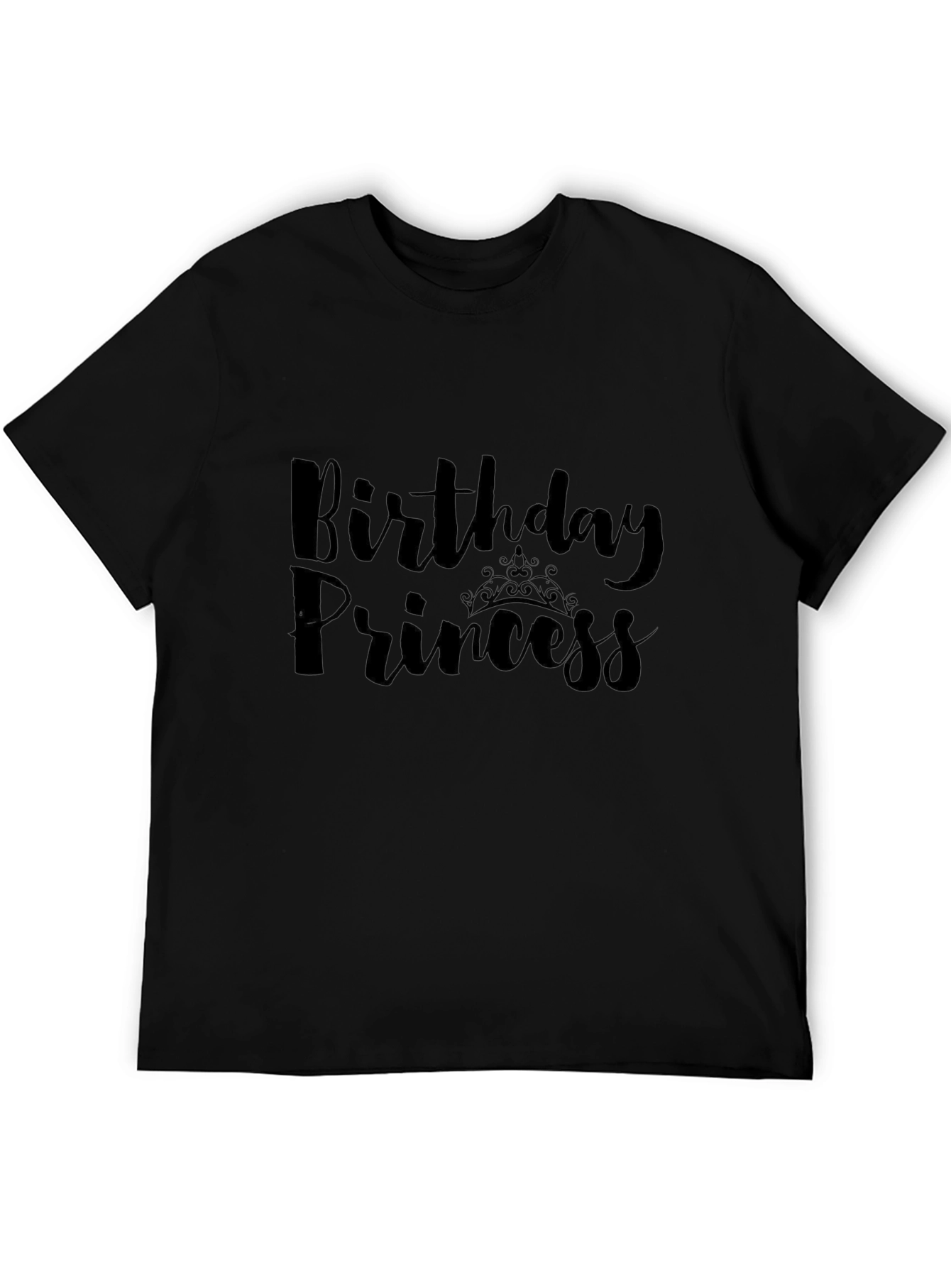 Birthday Princess T-Shirt - Black Crew Neck Tee