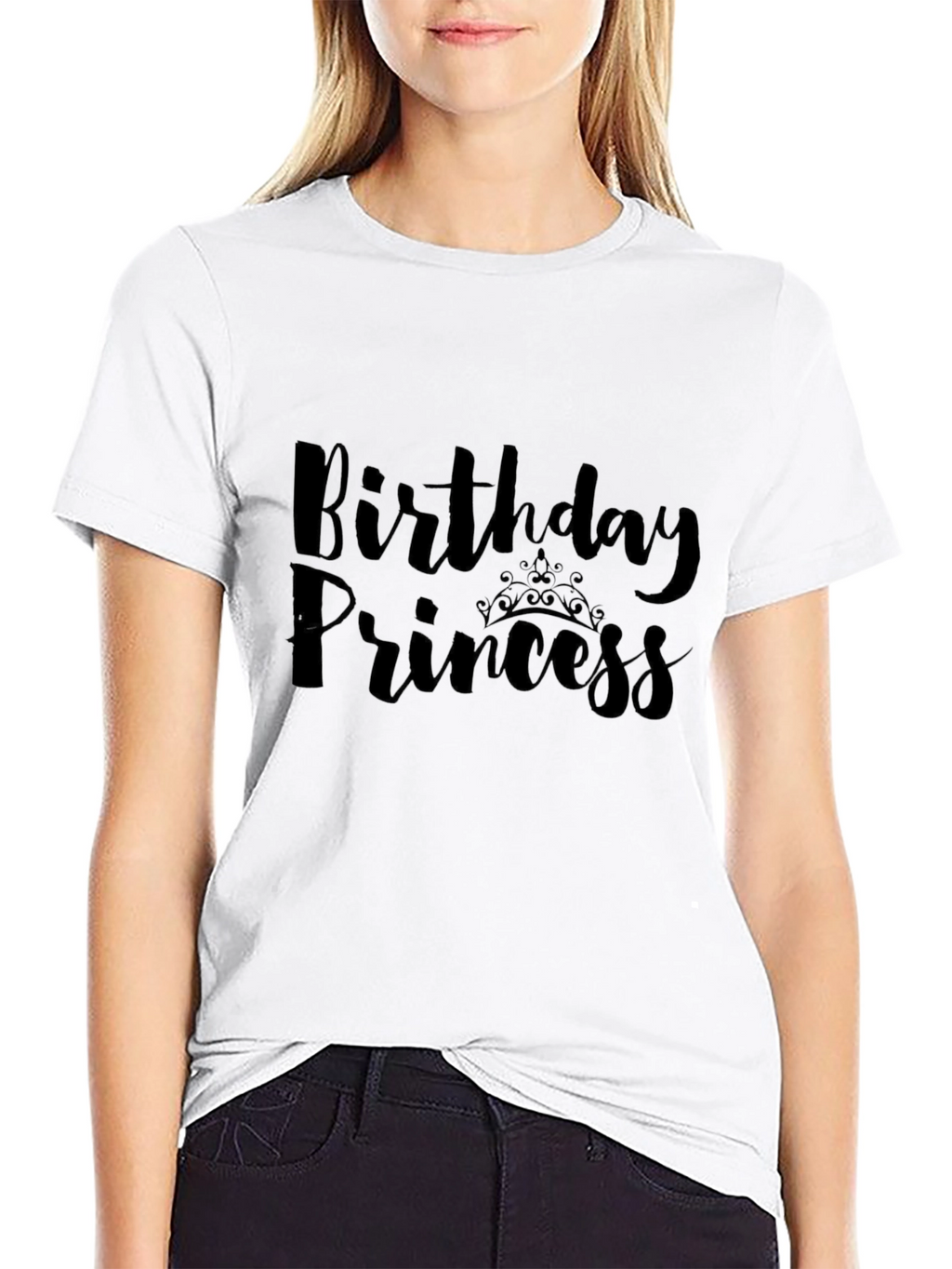 Birthday Princess T-Shirt - Black Crew Neck Tee