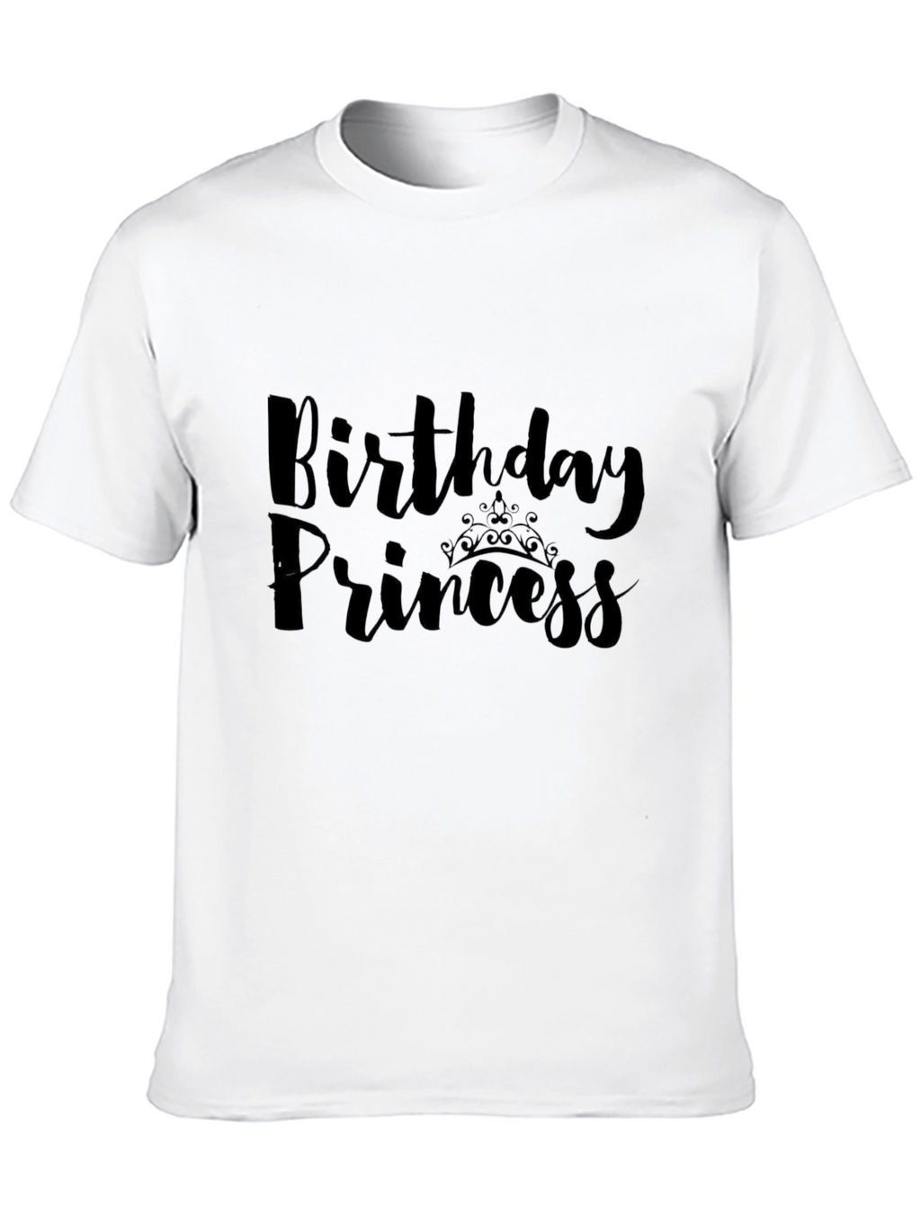 Birthday Princess T-Shirt - Black Crew Neck Tee