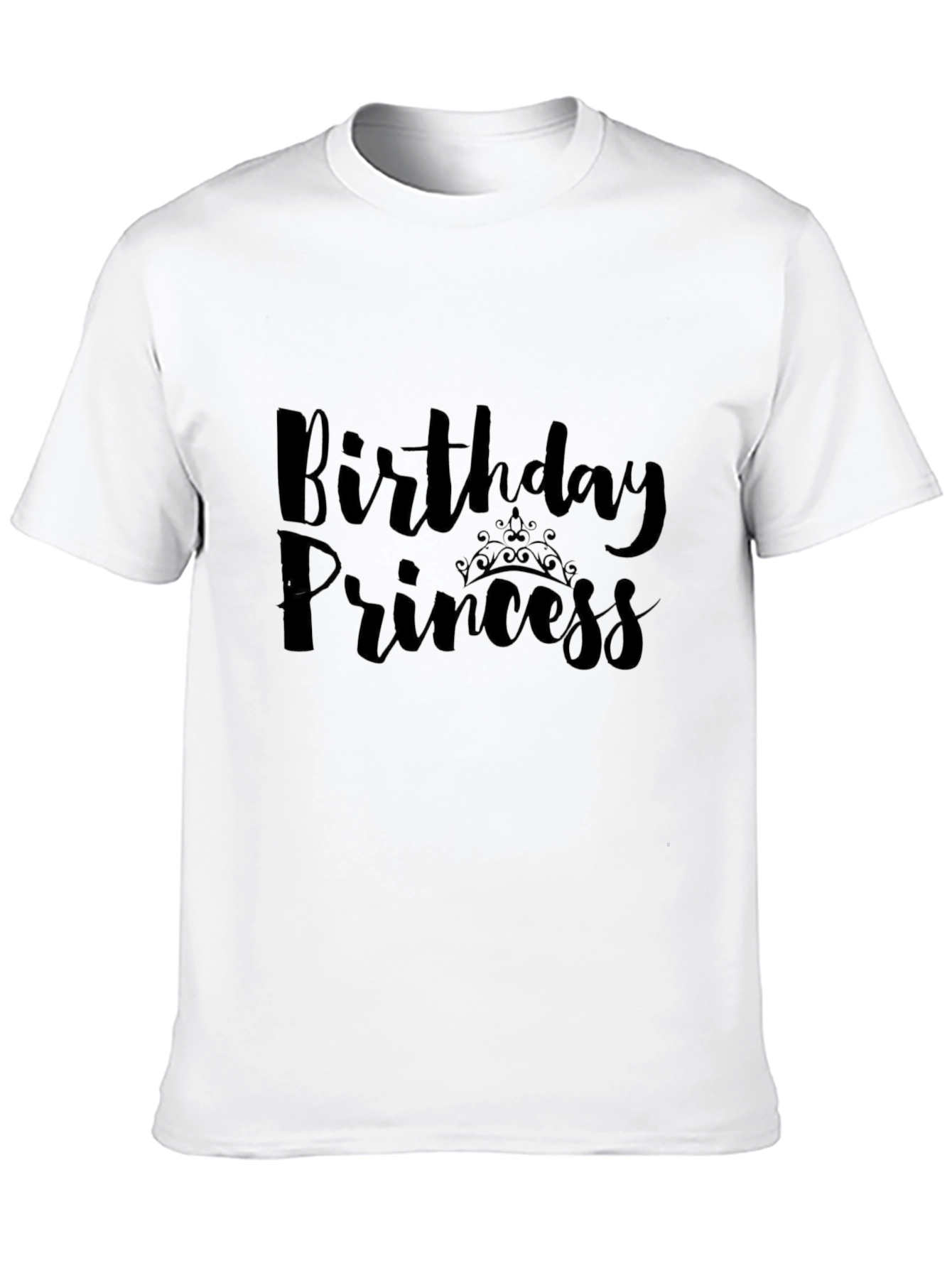 Birthday Princess T-Shirt - Black Crew Neck Tee