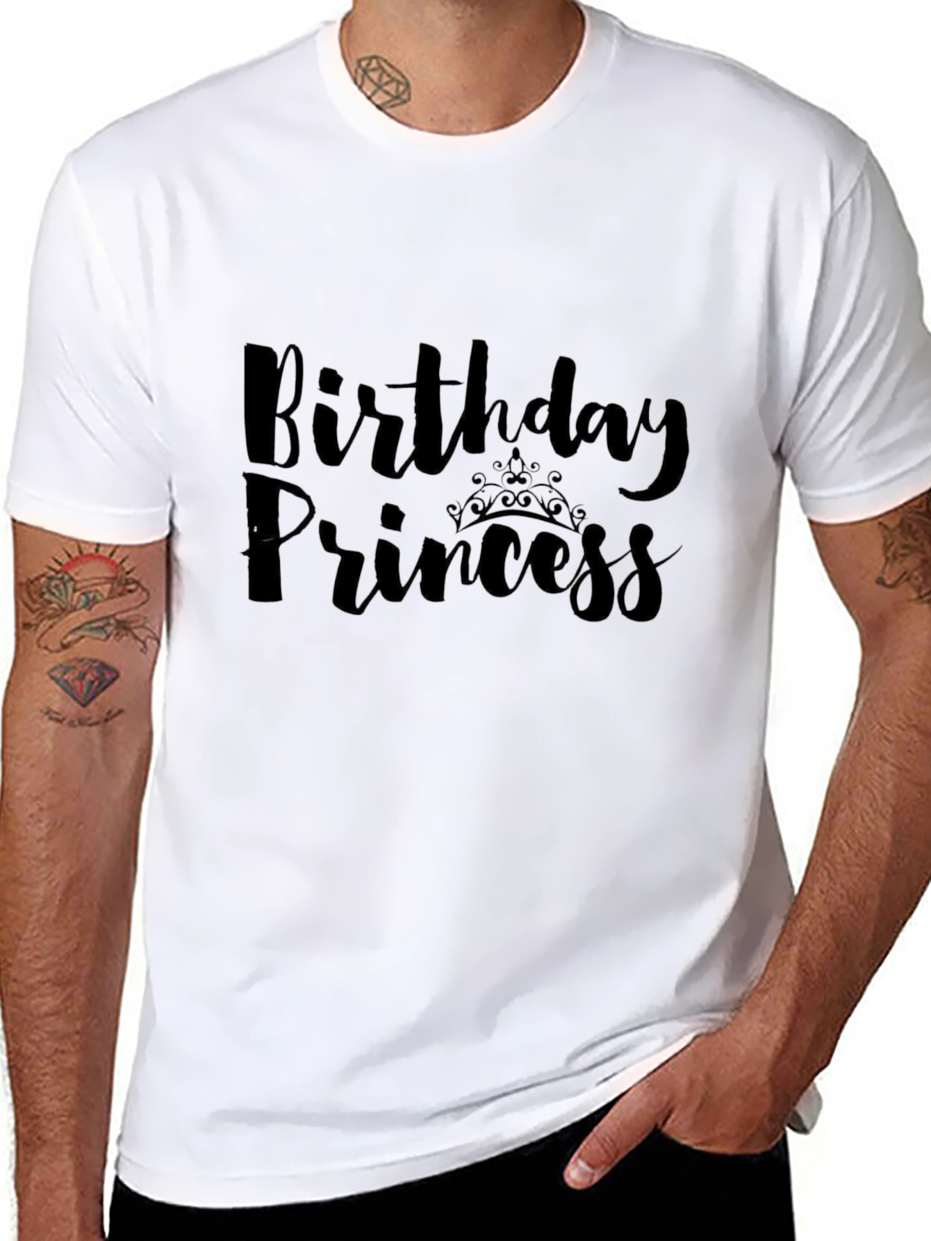 Birthday Princess T-Shirt - Black Crew Neck Tee