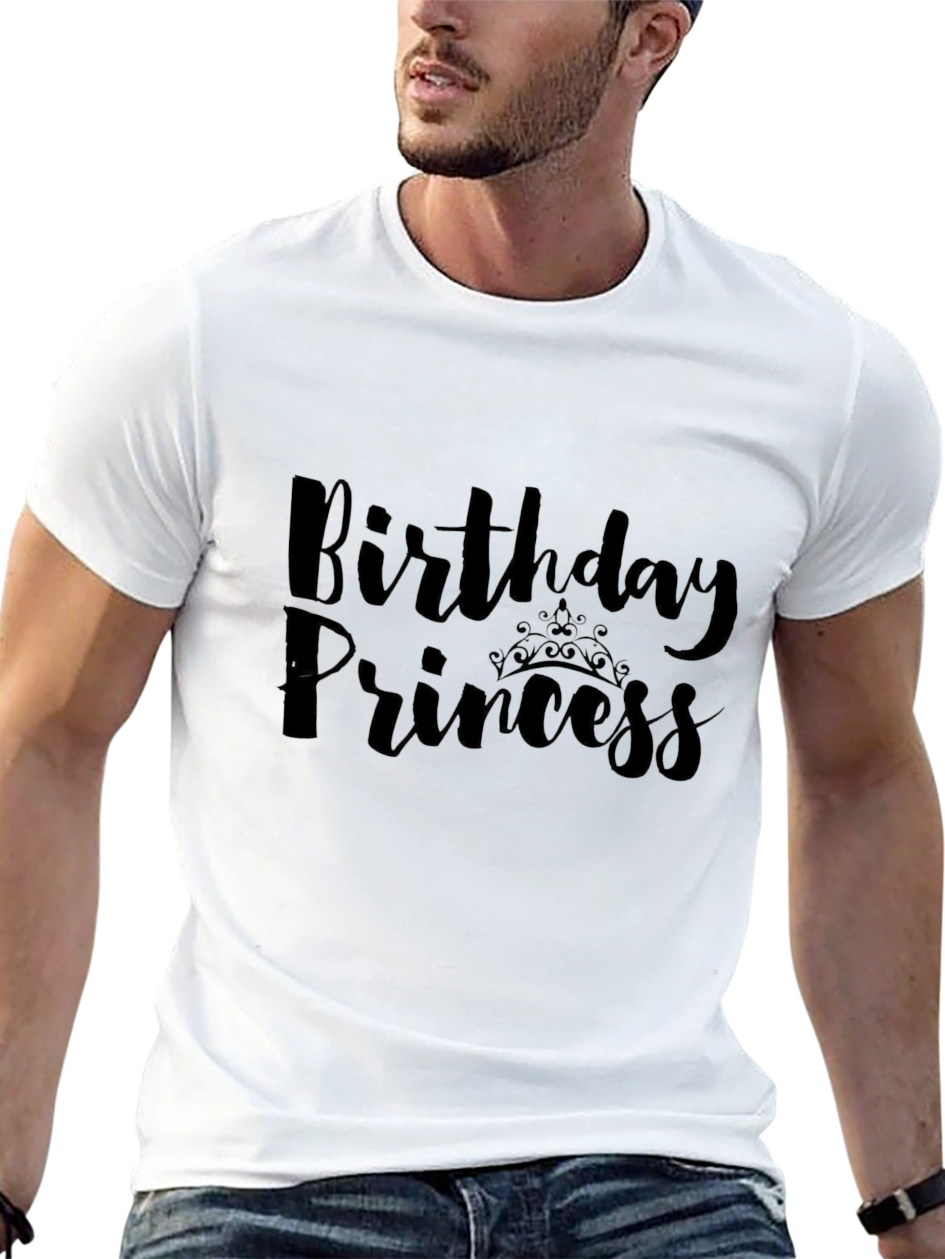Birthday Princess T-Shirt - Black Crew Neck Tee