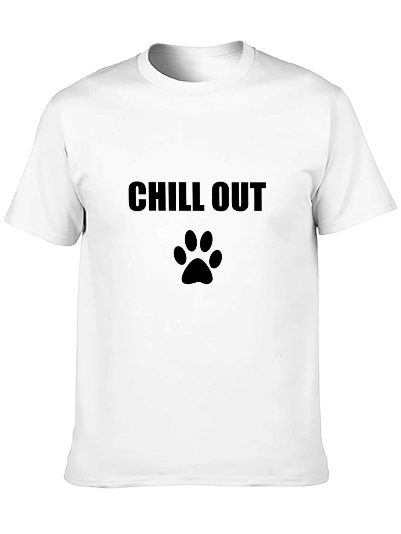 Chill Out Dog Paw Print T-Shirt - Black