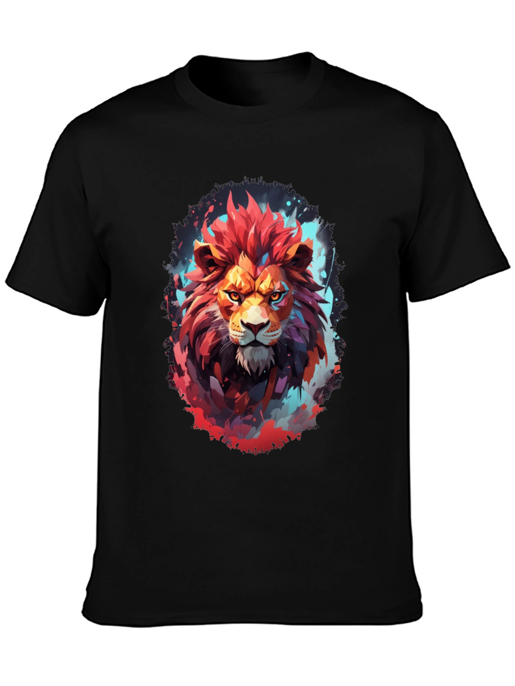 Fiery Lion Graphic Tee - Bold Artistic Design