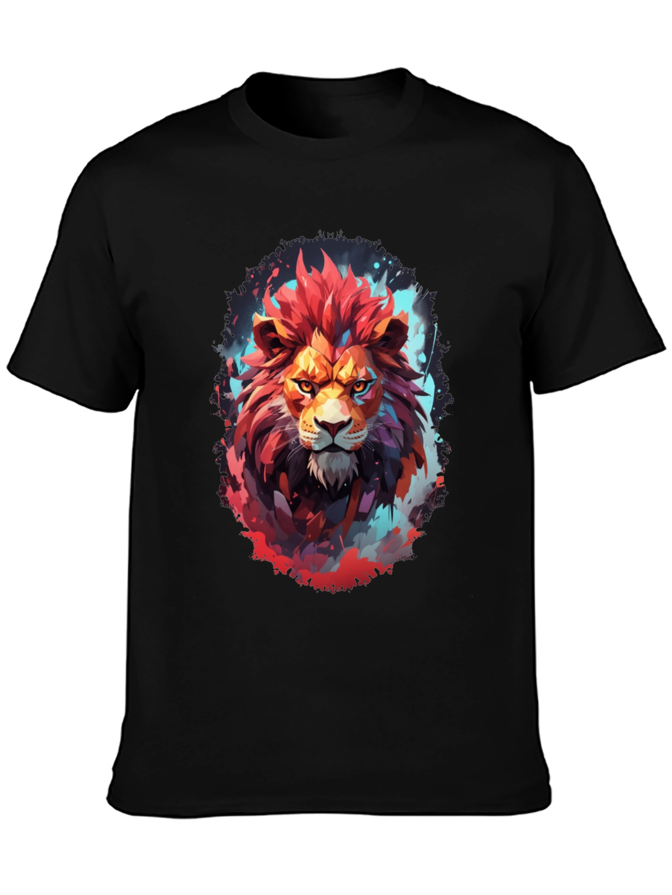Fiery Lion Graphic Tee - Bold Artistic Design
