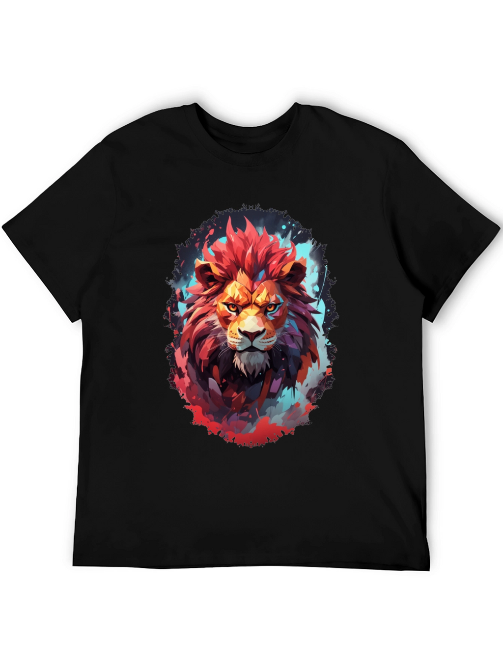 Fiery Lion Graphic Tee - Bold Artistic Design