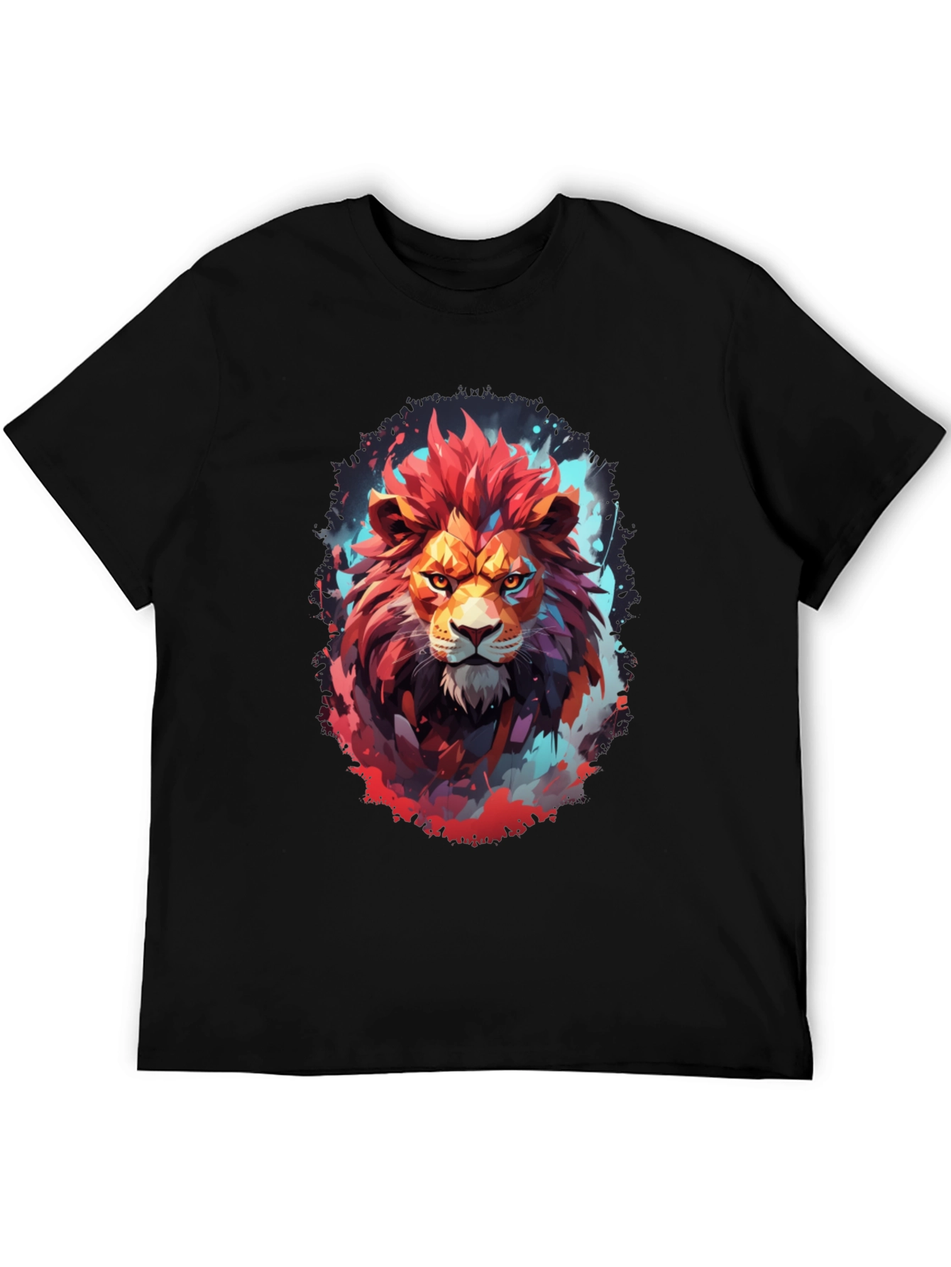 Fiery Lion Graphic Tee - Bold Artistic Design
