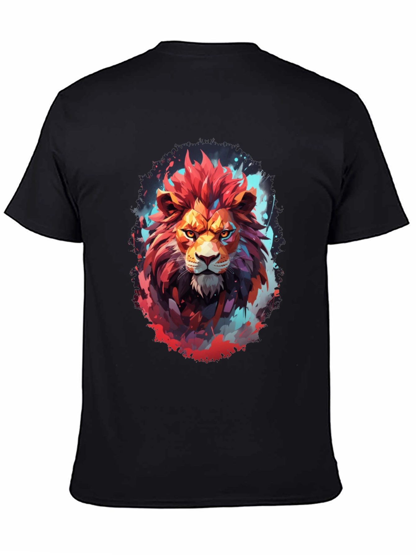 Fiery Lion Graphic Tee - Bold Artistic Design