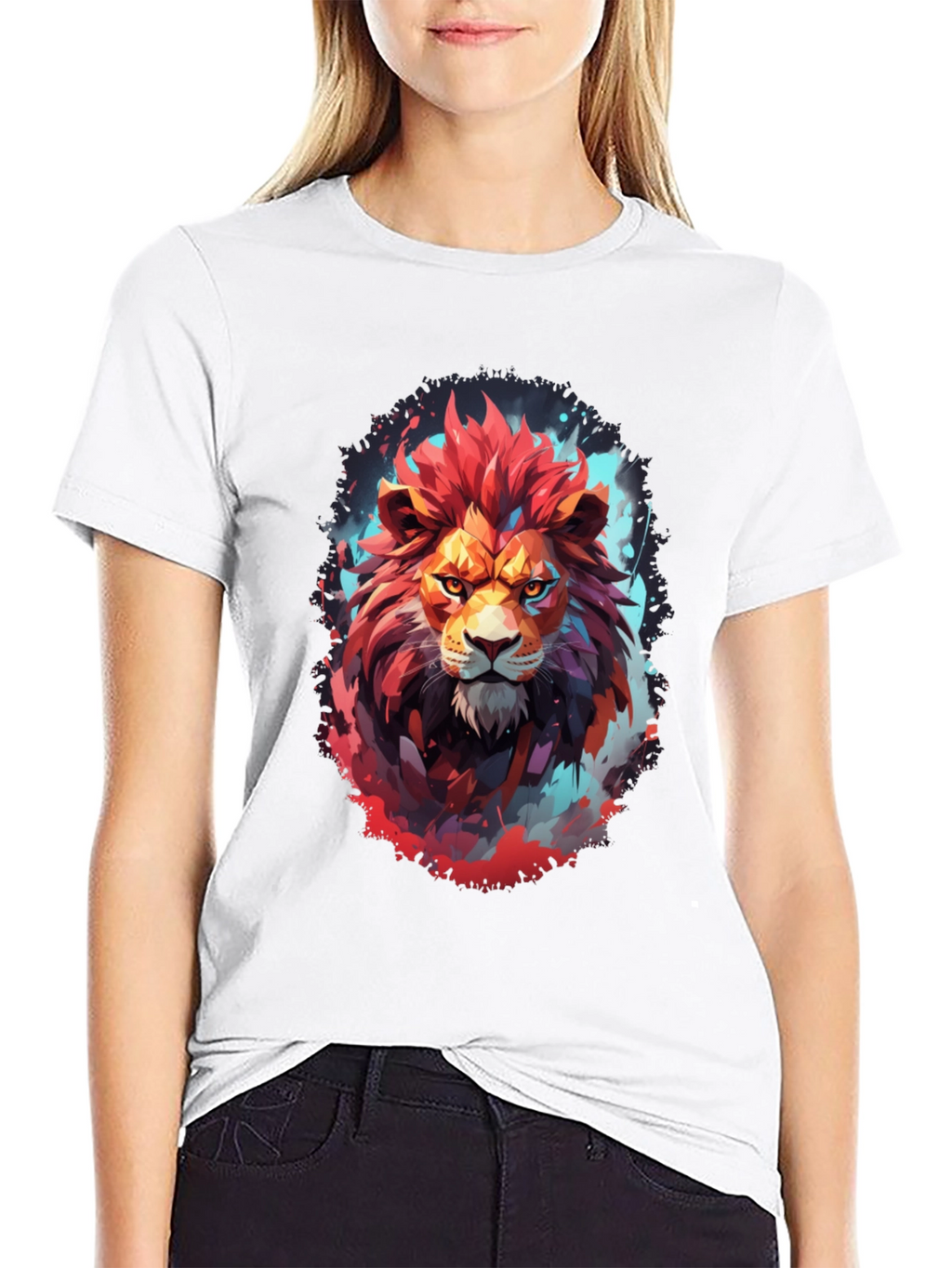Fiery Lion Graphic Tee - Bold Artistic Design