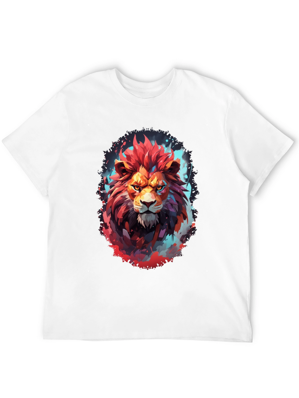 Fiery Lion Graphic Tee - Bold Artistic Design