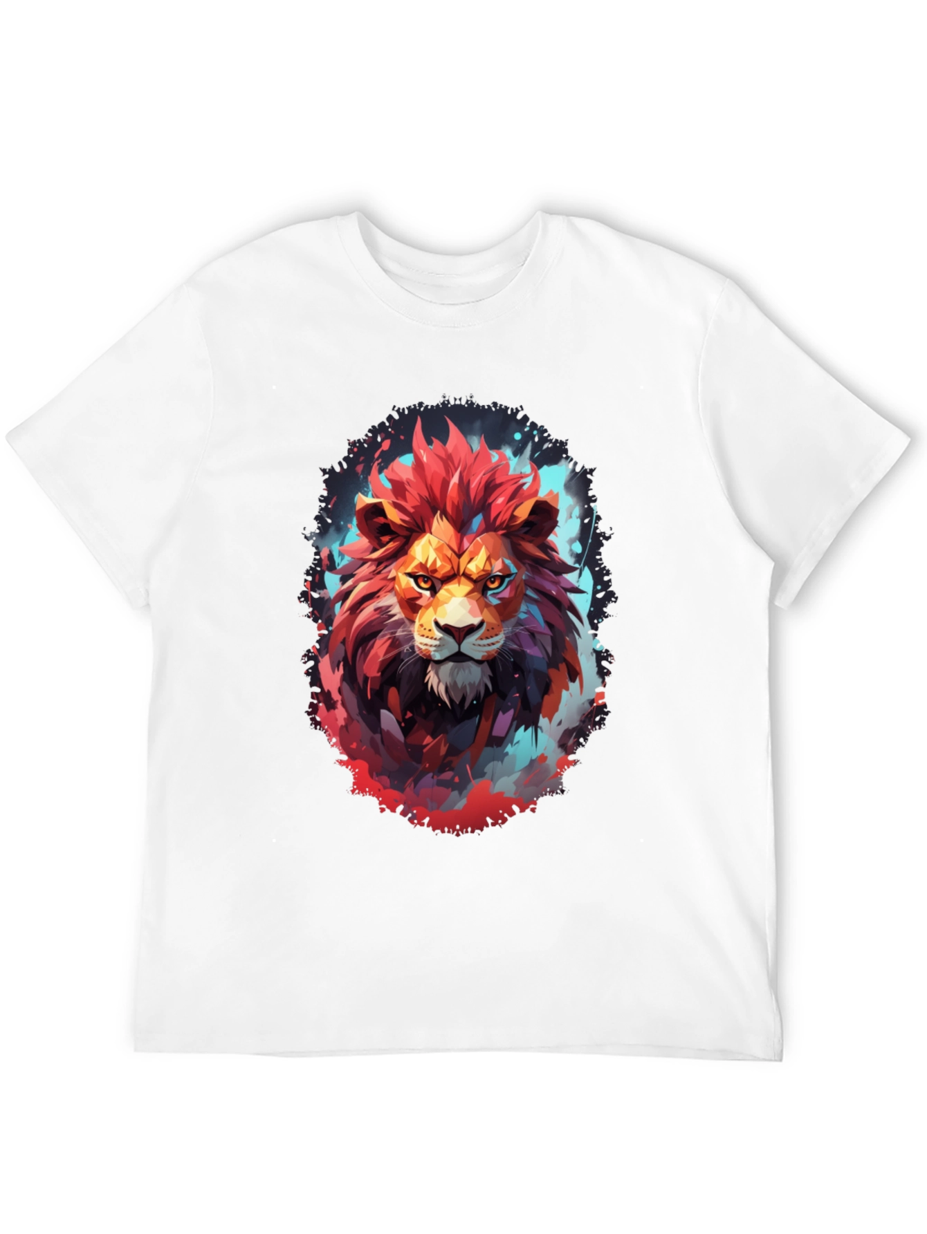 Fiery Lion Graphic Tee - Bold Artistic Design