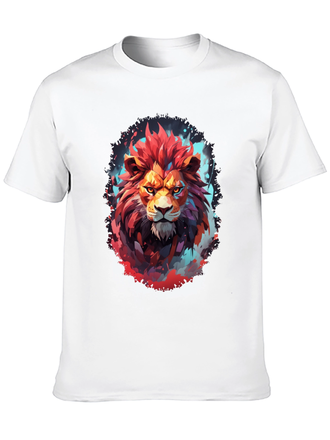 Fiery Lion Graphic Tee - Bold Artistic Design