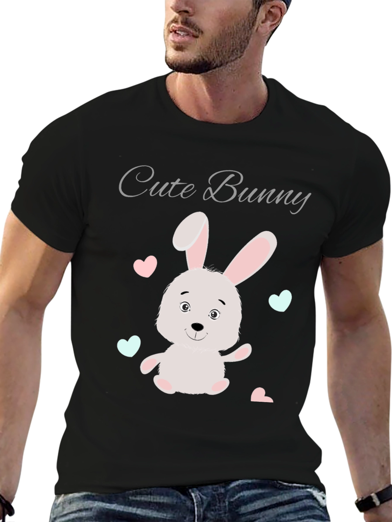 Cute Bunny Graphic Tee - Soft Cotton Blend