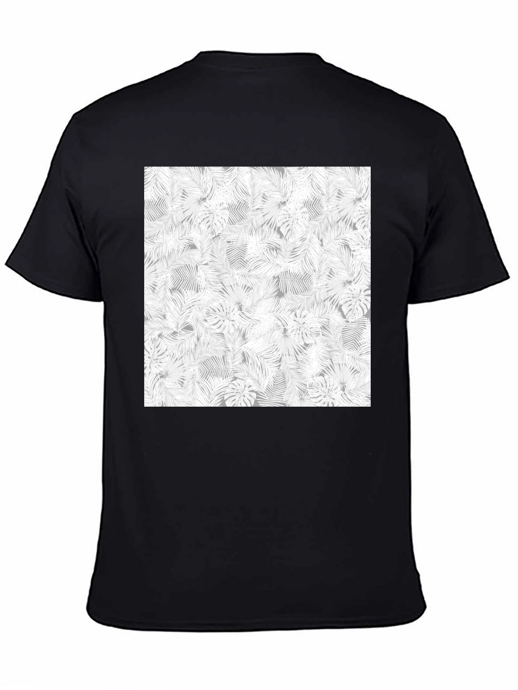 Tropical Leaf Print Tee - Black