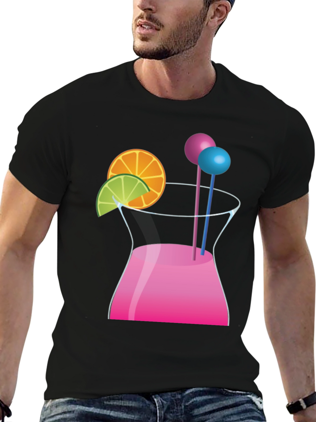 Cocktail Graphic Black T-Shirt