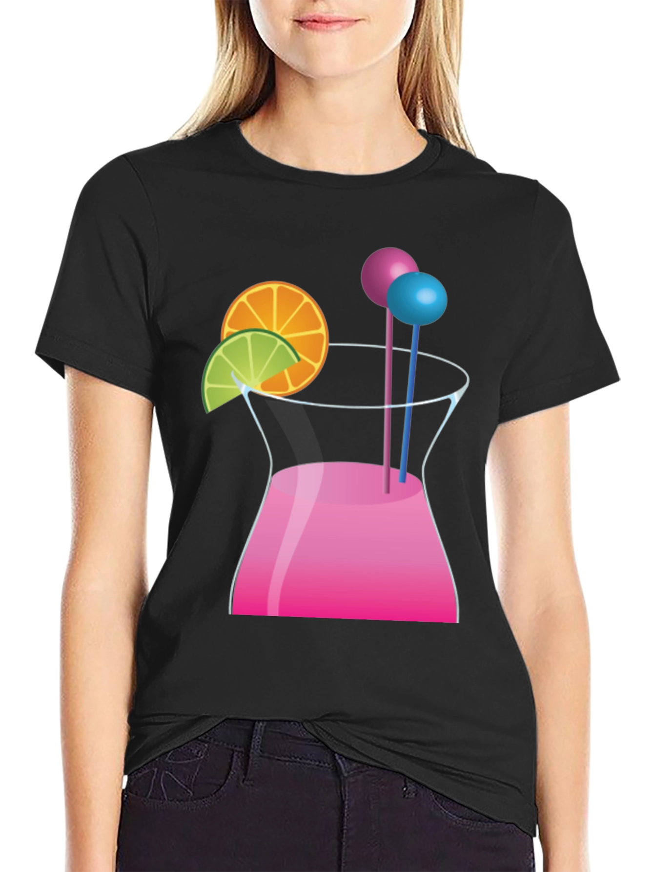 Cocktail Graphic Black T-Shirt