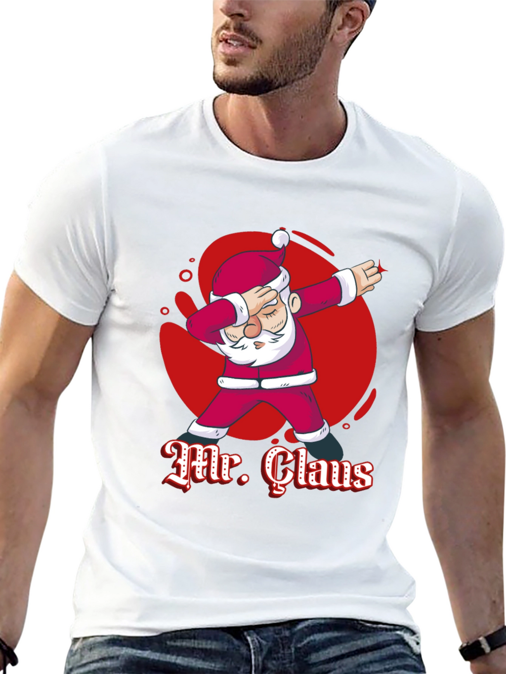 Mr. Claus Dabbing Graphic T-Shirt - Festive Holiday Tee