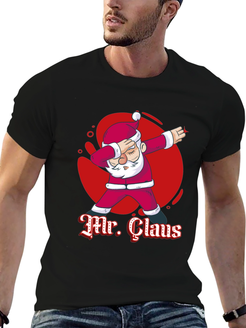 Mr. Claus Dabbing Graphic T-Shirt - Festive Holiday Tee