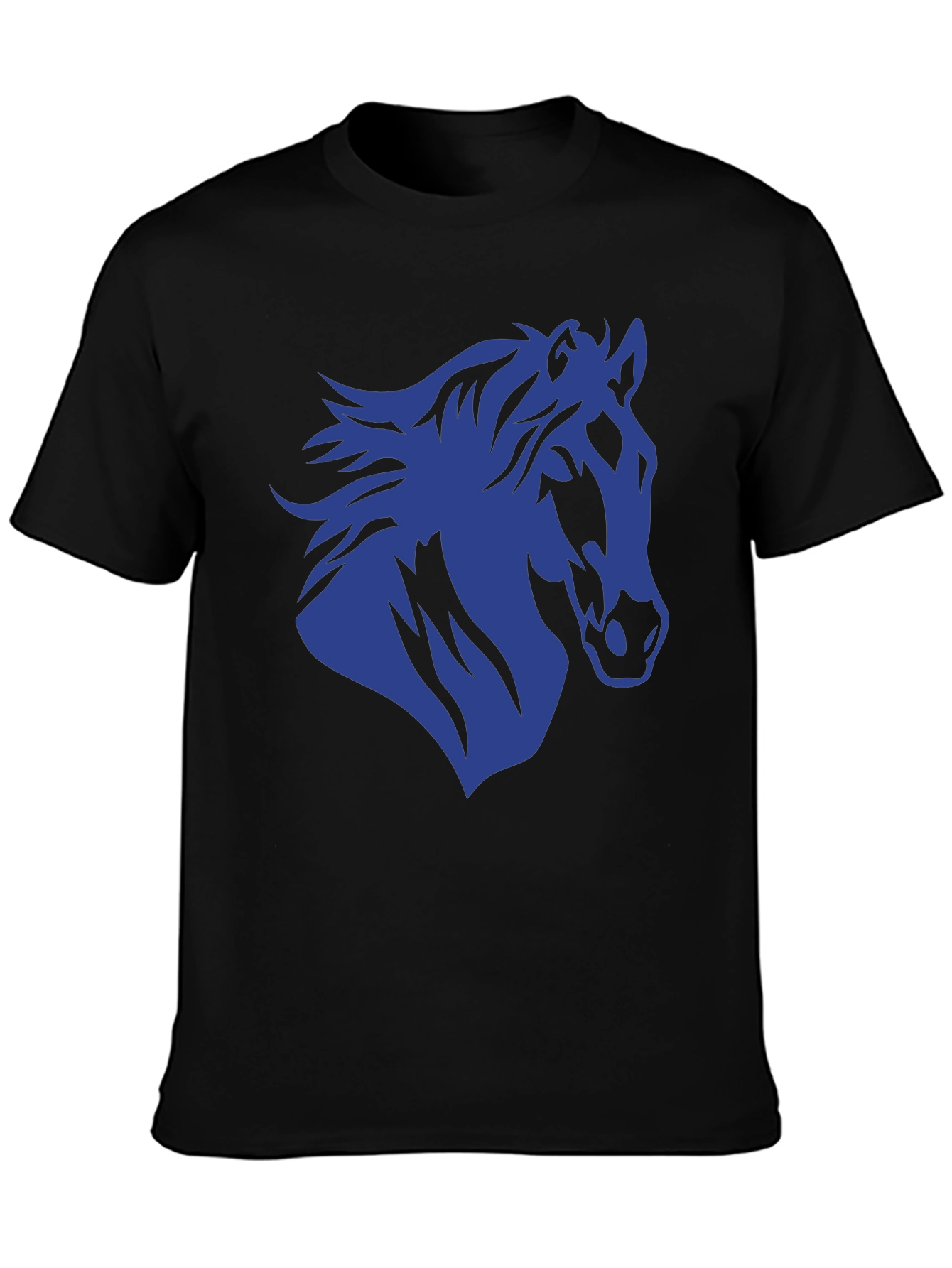 Horse Silhouette Graphic Tee - Black Cotton T-Shirt