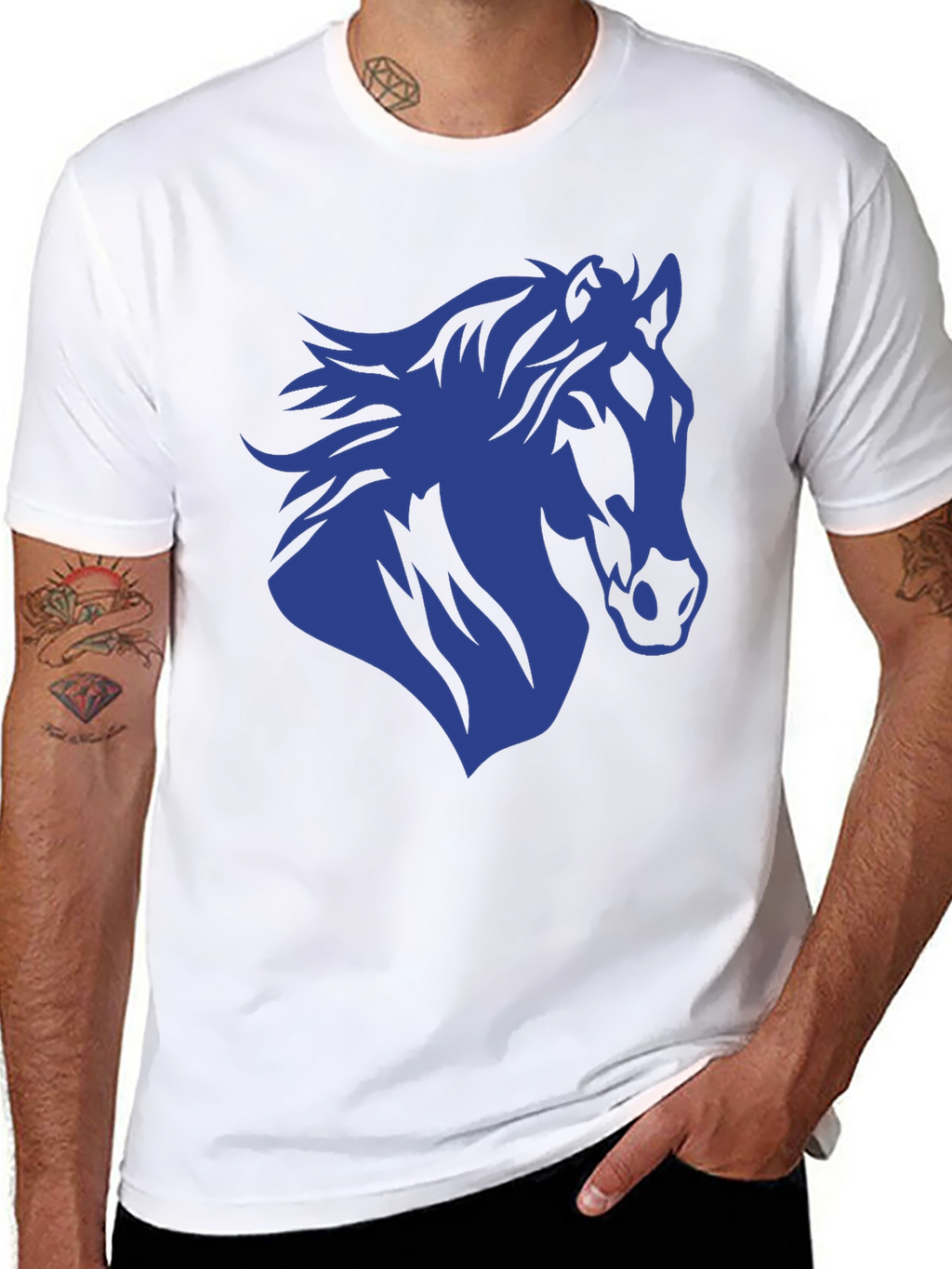 Horse Silhouette Graphic Tee - Black Cotton T-Shirt