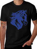 Horse Silhouette Graphic Tee - Black Cotton T-Shirt