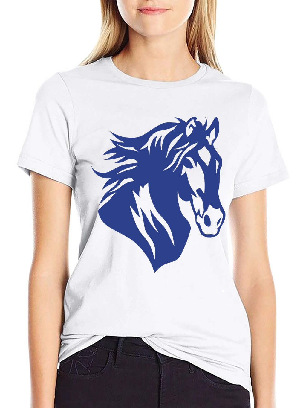 Horse Silhouette Graphic Tee - Black Cotton T-Shirt