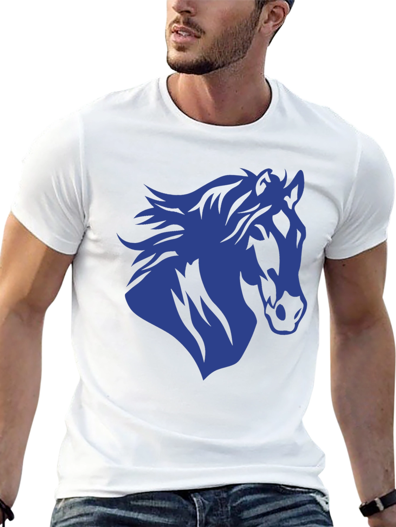 Horse Silhouette Graphic Tee - Black Cotton T-Shirt