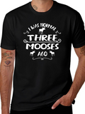 Funny Three Mooses Ago Graphic Tee - Black