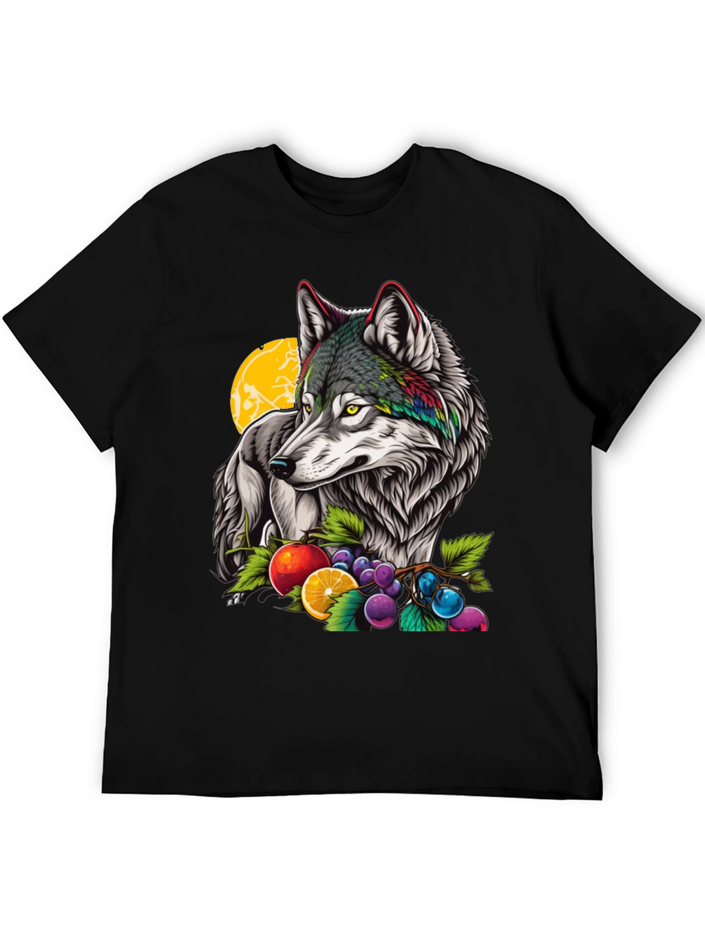 Wolf & Fruit Graphic Print T-Shirt