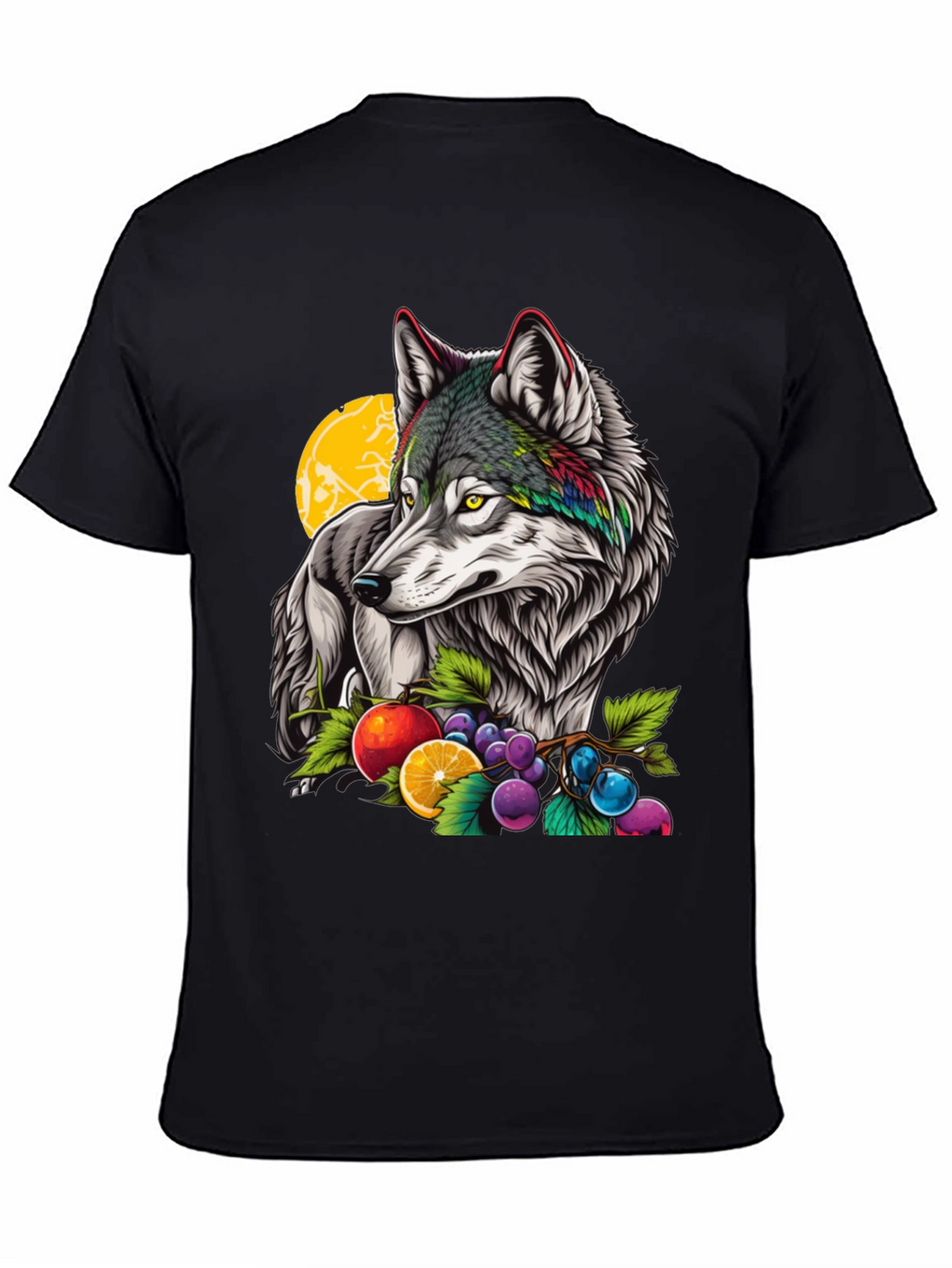 Wolf & Fruit Graphic Print T-Shirt