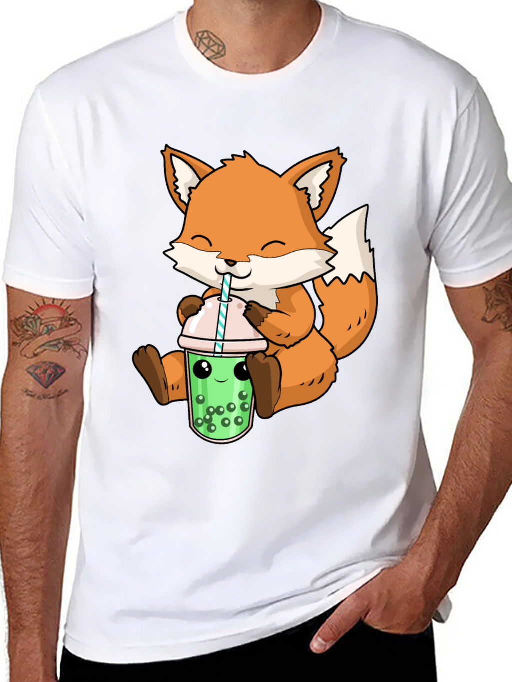 Cute Fox Boba Tea Graphic Tee