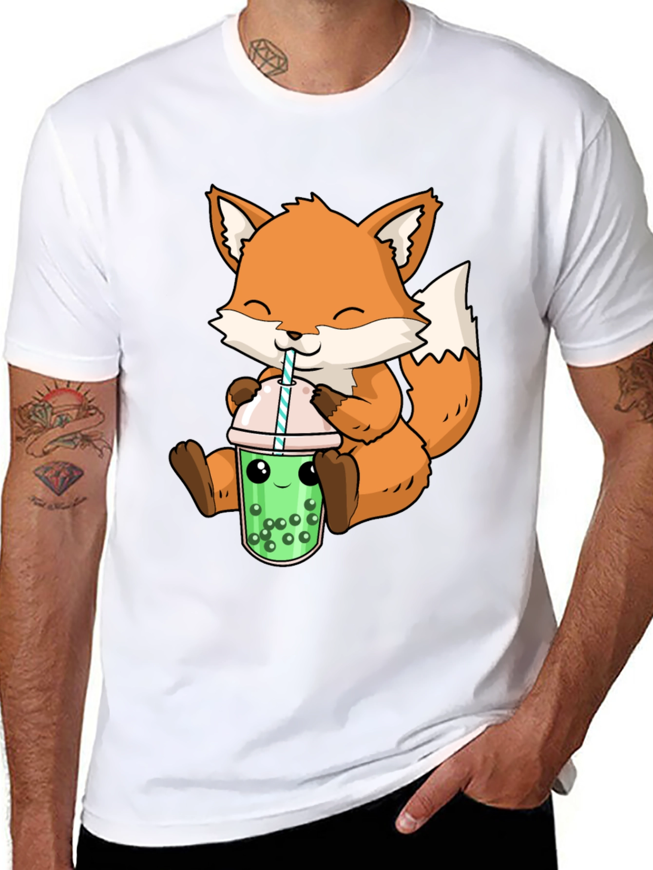 Cute Fox Boba Tea Graphic Tee