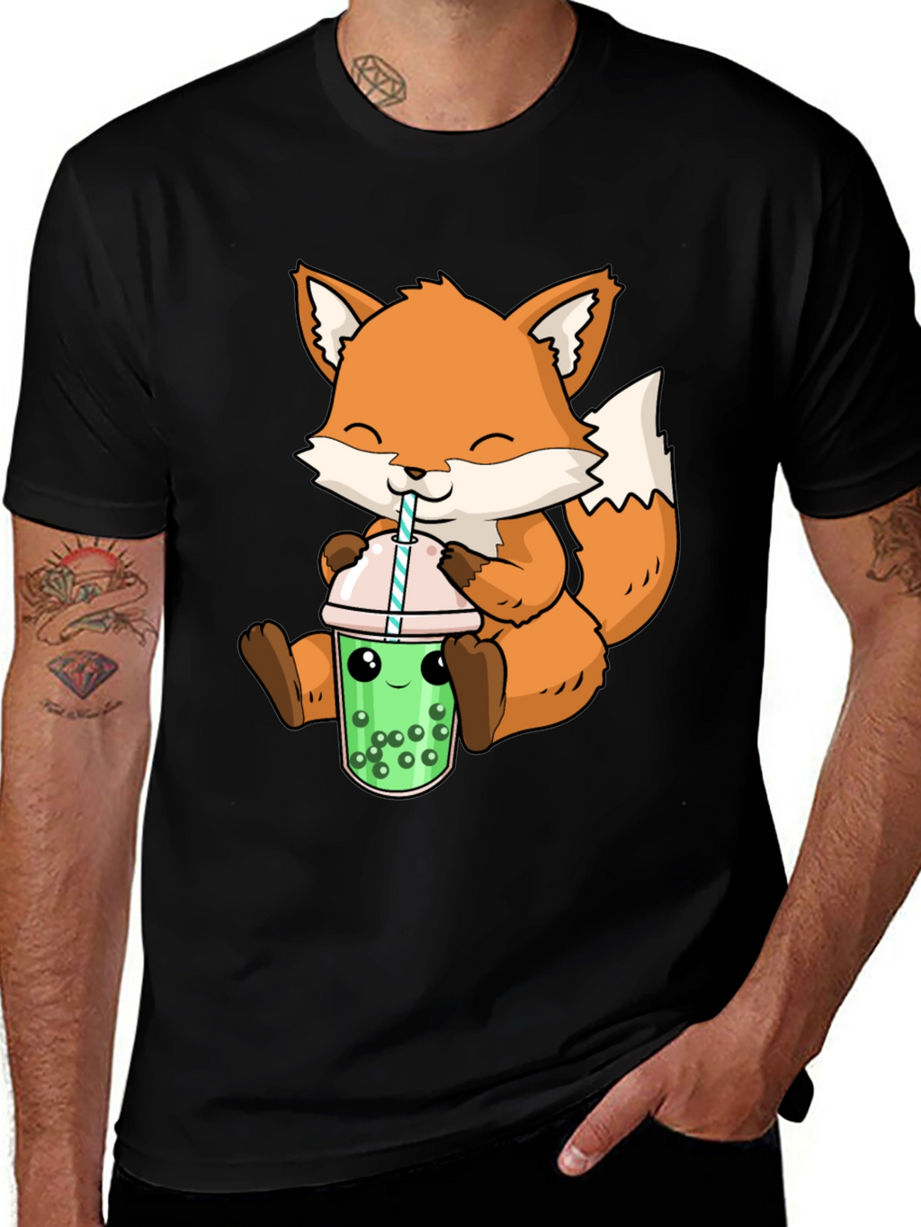 Cute Fox Boba Tea Graphic Tee