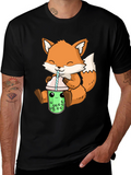 Cute Fox Boba Tea Graphic Tee