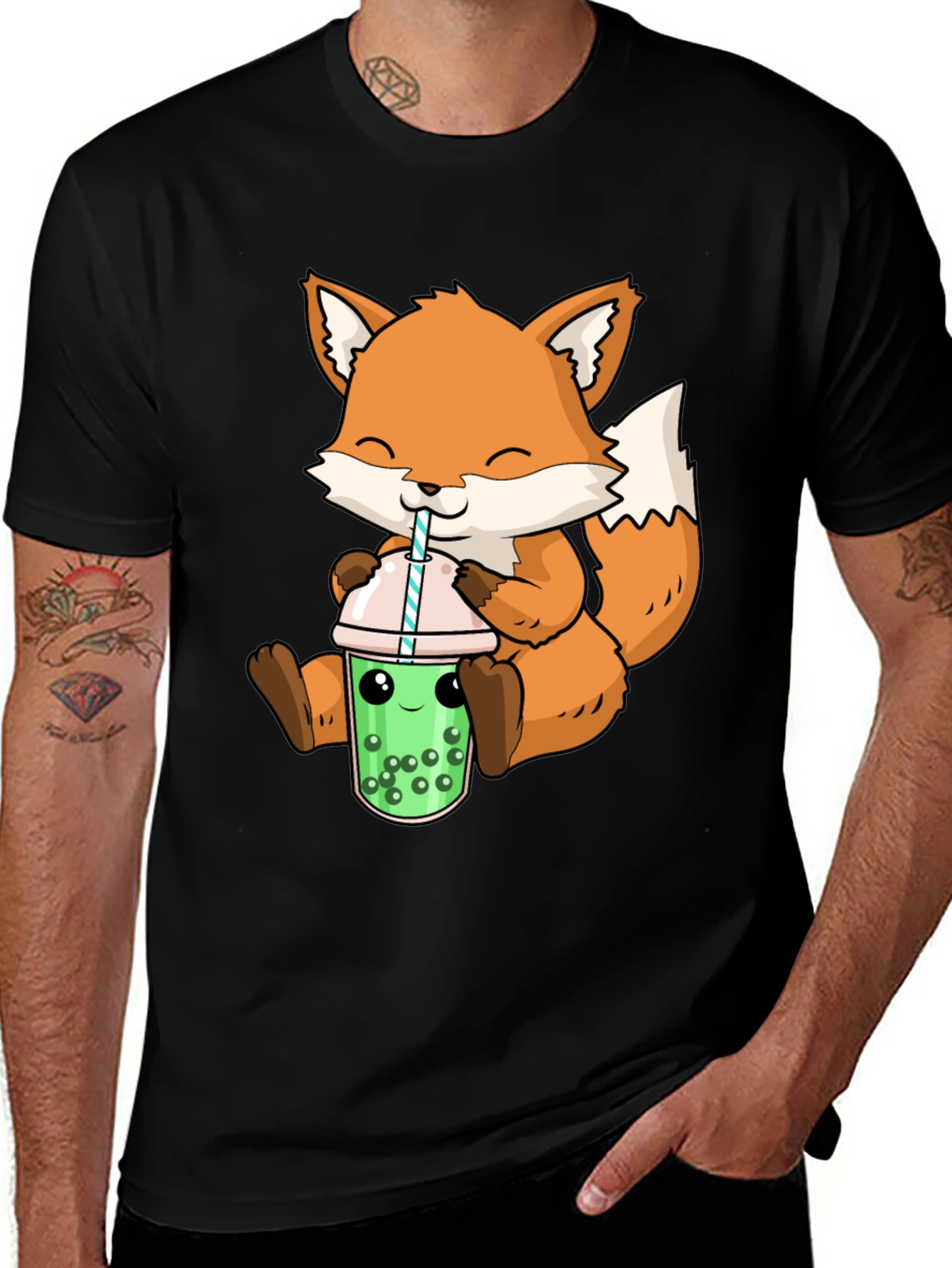 Cute Fox Boba Tea Graphic Tee