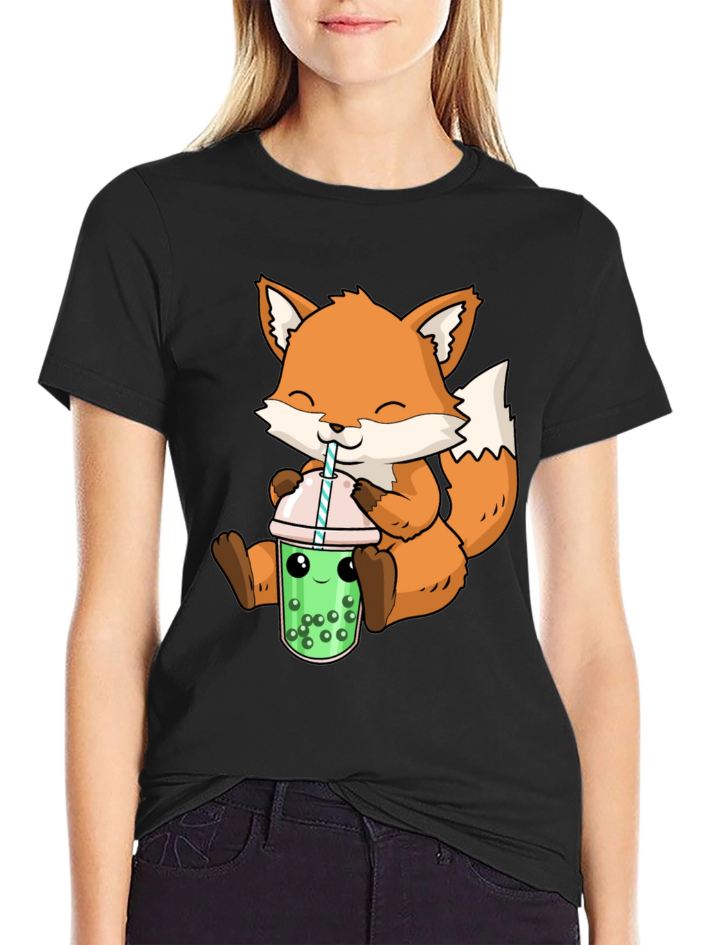 Cute Fox Boba Tea Graphic Tee