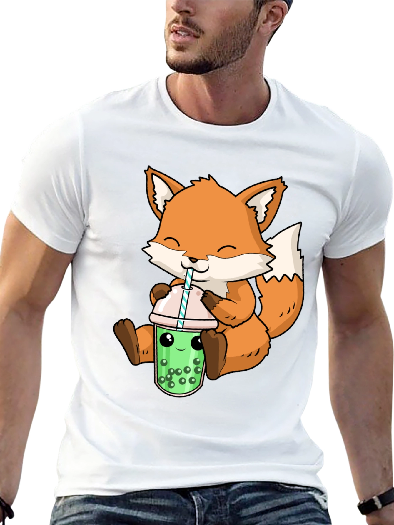 Cute Fox Boba Tea Graphic Tee