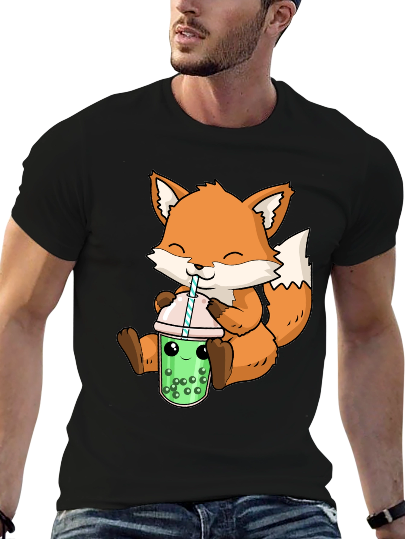 Cute Fox Boba Tea Graphic Tee