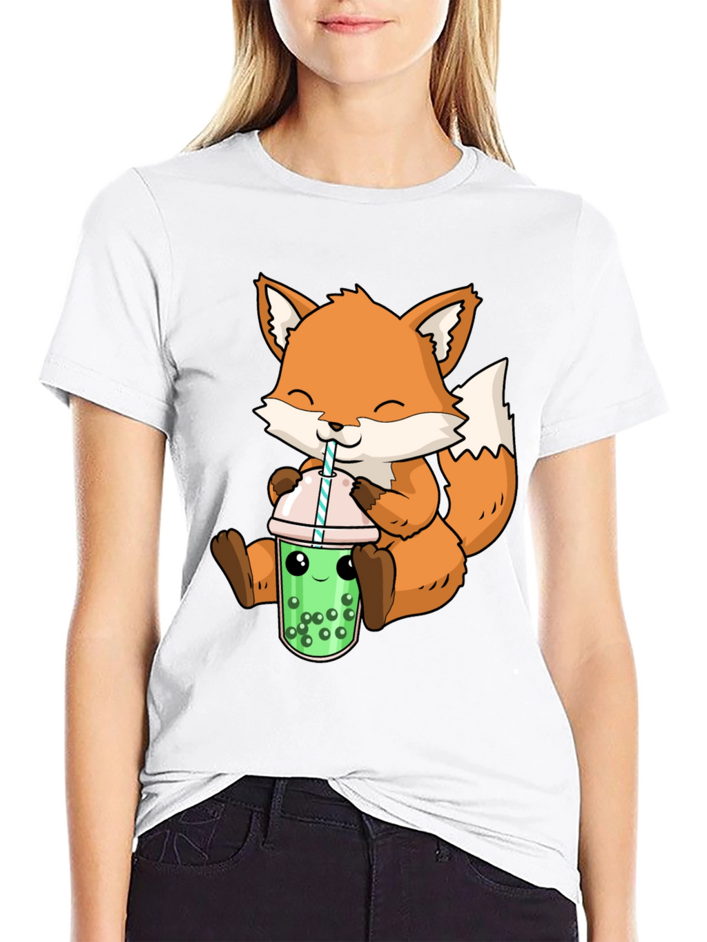 Cute Fox Boba Tea Graphic Tee