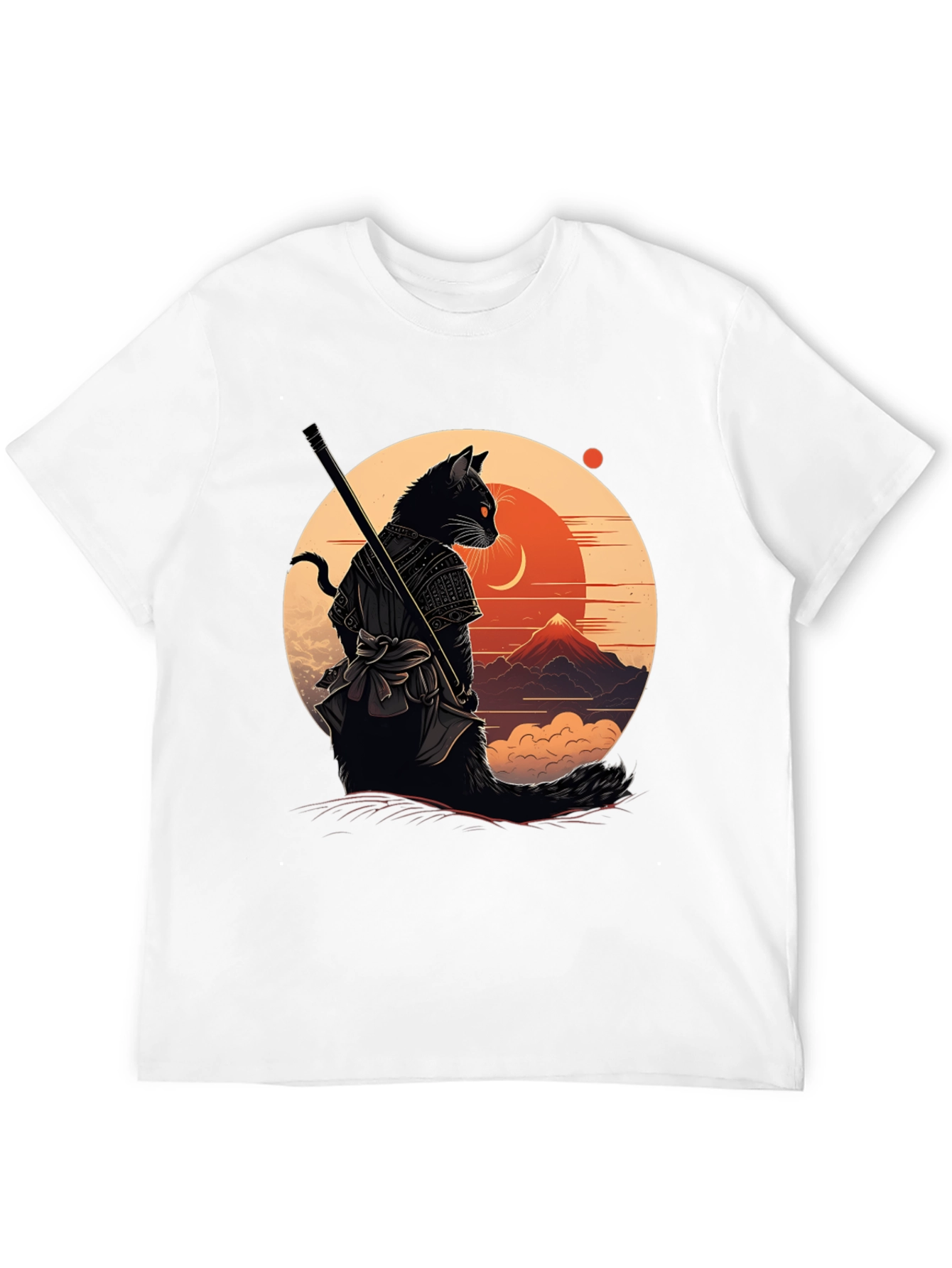 Samurai Cat Graphic Tee - Black