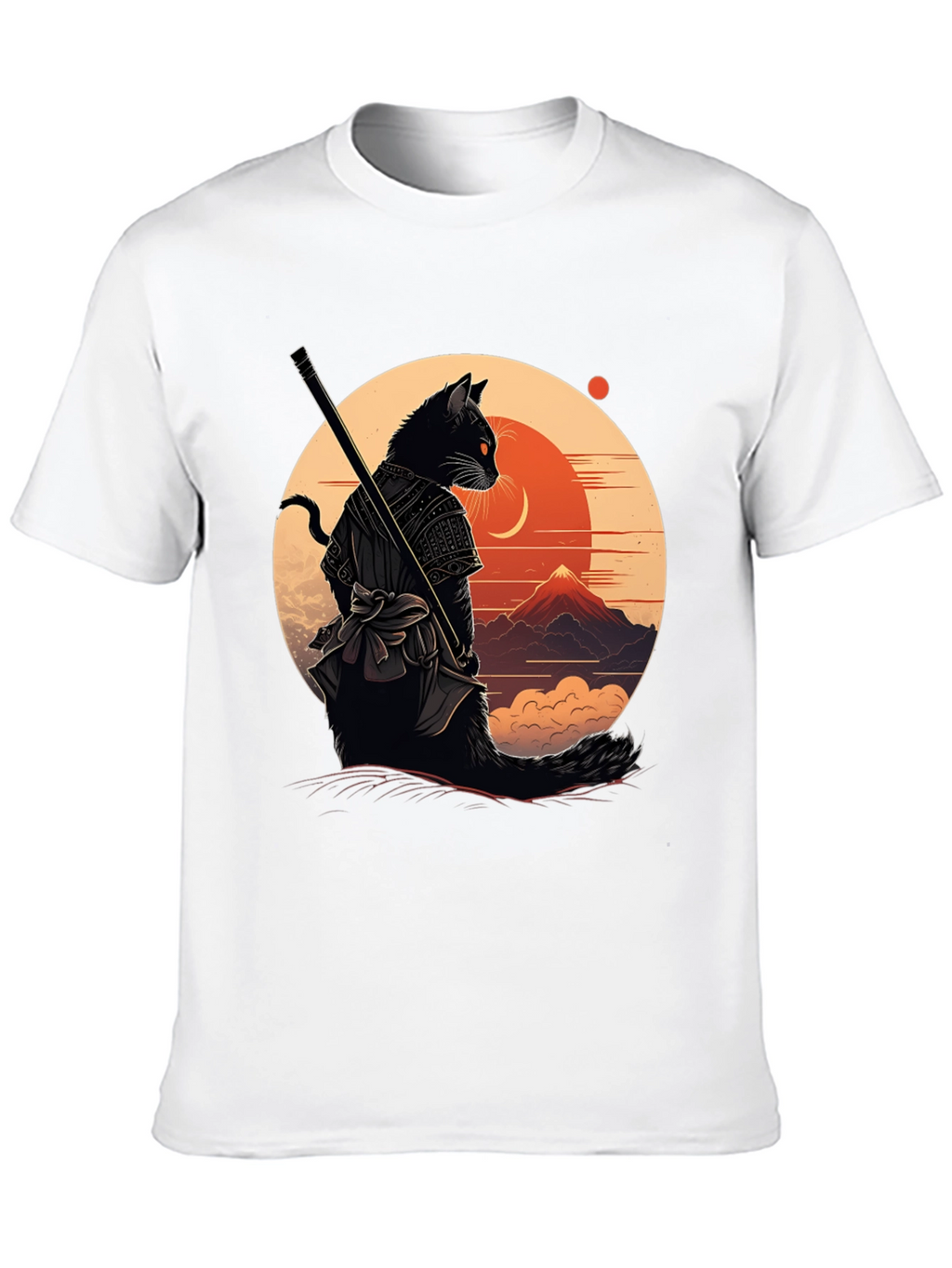 Samurai Cat Graphic Tee - Black