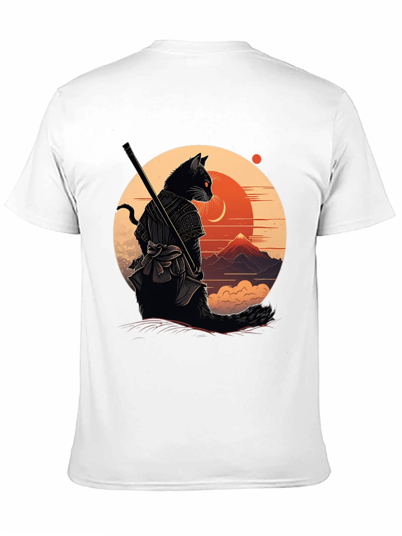 Samurai Cat Graphic Tee - Black